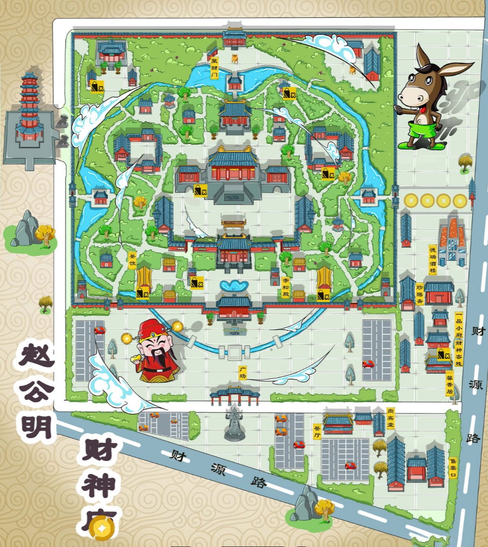 吴起寺庙类手绘地图